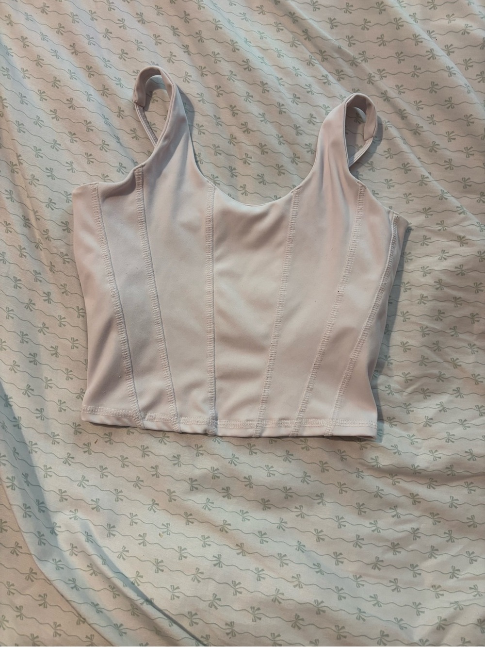 Light white Cropped Tank Top with Contour Seams five the label
